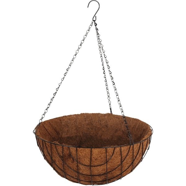 Best Garden 16'' Steel Rod Black Powder Coat Hanging Plant Basket HB1301-116 - main