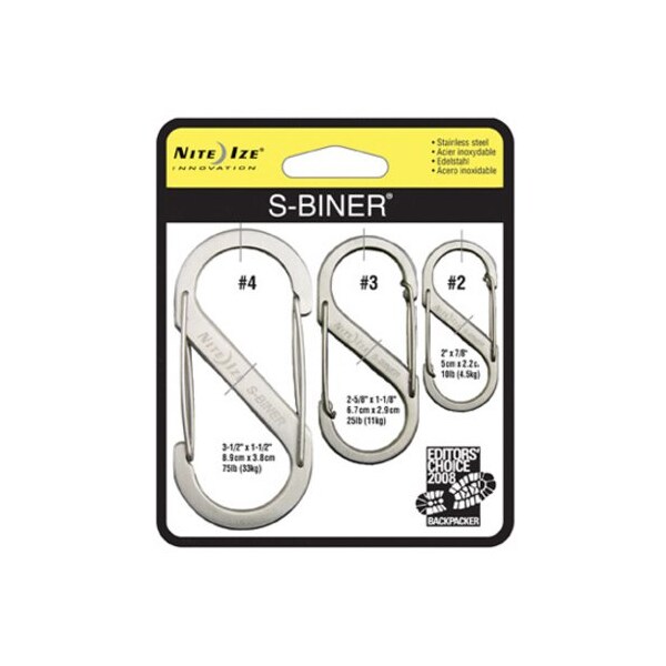 Nite Ize Carabiner Clip, 3-1/2 In., Steel, Black SB234-03-01 - main