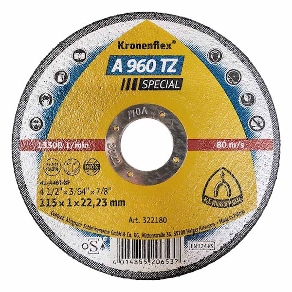 Klingspor Cut-off Wheel A 960 TZ, 5" x 0.045" x 7/8", 25PK A960TZ1251.022F - main