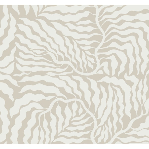 York Wallcoverings Fern Fronds Taupe and White Wallpaper AG2063 - main