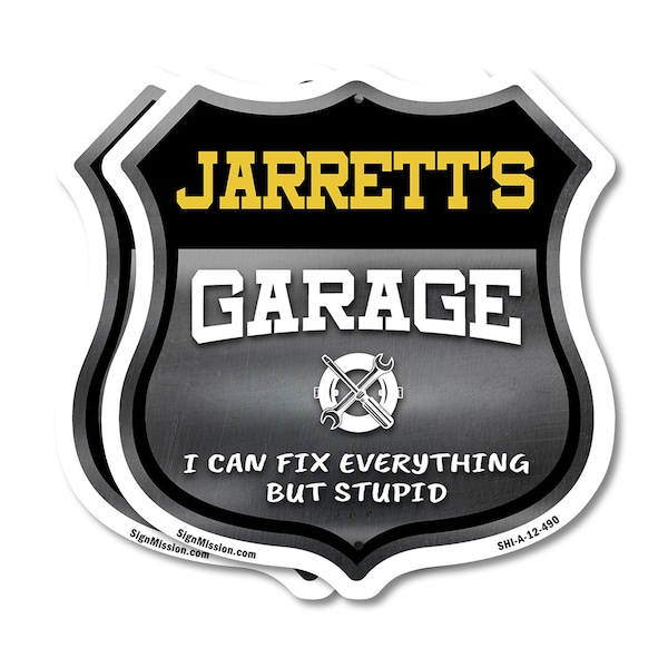 Signmission Jarrett's Garage I Can Fix Everything But Stupid, 12 inch X 12 inch, Aluminum Metal Sign, 2PK SHI-A-2PACK-12-490-JARRETT - main