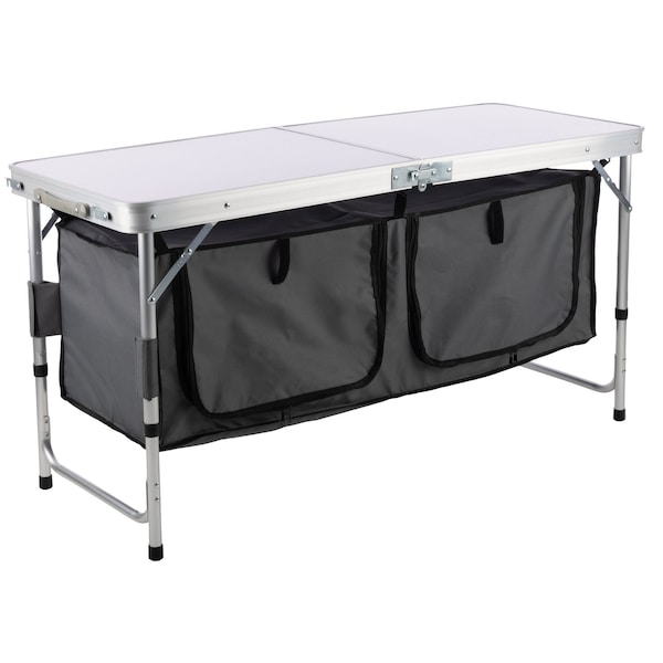 Wakeman Folding Camping Table w/ Storage Lightweight & Portable Aluminum Camp Table w/ Adjustable Height 75-CMP1179 - main
