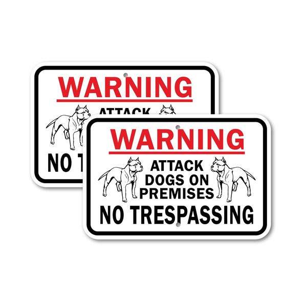 Signmission Warning Attack Dogs on Premises No Trespassing, 18'' X 24'' 2 Signs, Heavy Gauge Aluminum, 2PK A-1824-2PACK-2990 - main