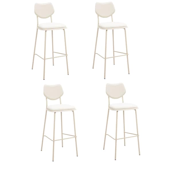 Homeroots Set of Four 30" Light Gray Fabric Faux Leather and Steel Bar Height Bar Chairs, 4PK 668803 - main