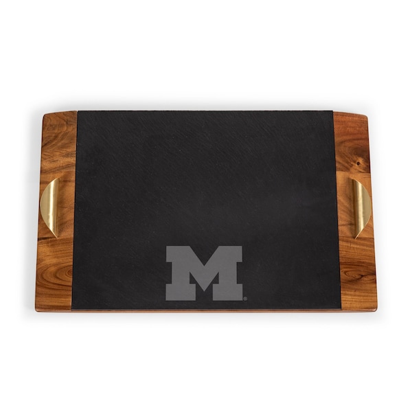 Picnic Time Family Of Brands NCAA Michigan Wolverines Covina Acacia and Slate Serving Tray 957-07-512-343-0 - main