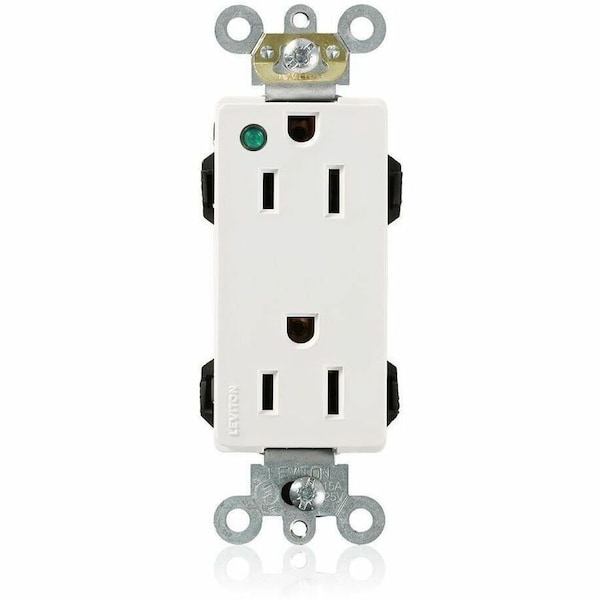 Leviton Extra Heavy Duty Hospital Grade Decora Receptacle, 15 Amp, 125 Volt M1626-PLW - main