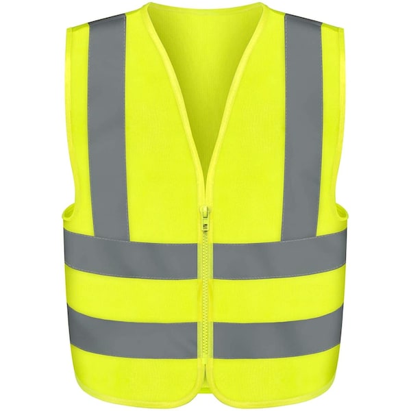 Neiko High Visibility Safety Vest with Reflective Strips, Large, Neon Yellow, Zipper Front For Safety 53941A - main