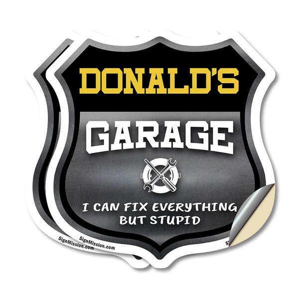 Signmission Donald's Garage I Can Fix Everything But Stupid, 6 inch X 6 inch, Vinyl Decal, 2PK SHI-D-2PACK-6-490-DONALD - main