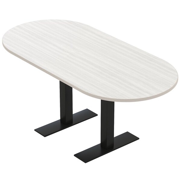 Skutchi Designs 6ft Conference Table With Power Unit | 6 Person Modular Racetrack Meeting Table | Harmony Series HAR-RAC-36X72-T.BK-WA7976-NA - main