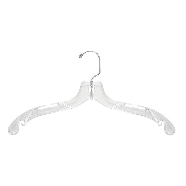 Nahanco 17in Clear Middle Heavy Weight Plastic Shirt/Dress Hanger with Swivel Hook, 50PK 505HU - main