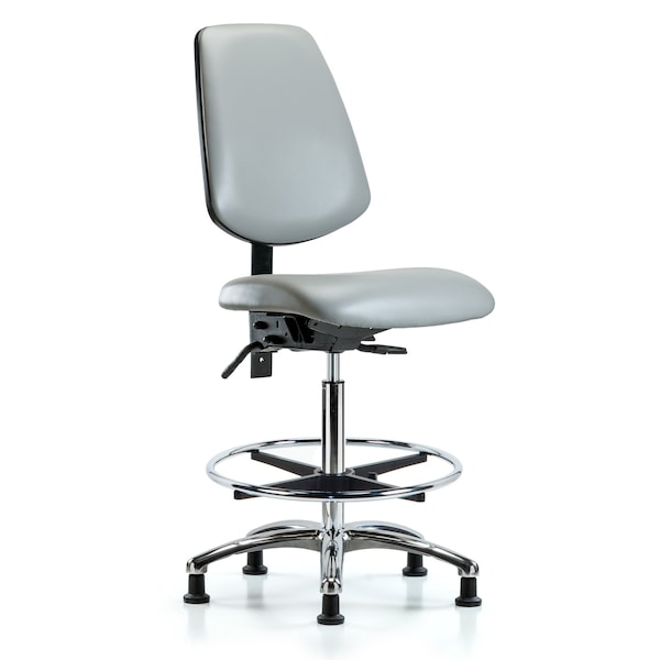 Blue Ridge Ergonomics High Bench Chair No Arms, 26" to 35-1/2" Height, Vinyl, Dove BR-VHBCH-MB-CR-T0-A0-CF-RG-8567 - main