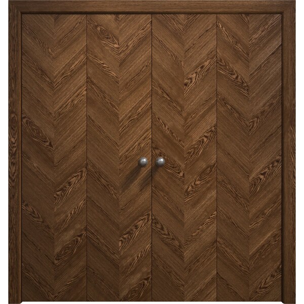 Sartodoors Sliding French Double Pocket Doors 36 x 80 inches, Ego 5005 Cognac Oak Veneer, Kit Rail Hardware , EGO5005DP-DKO-36 - main