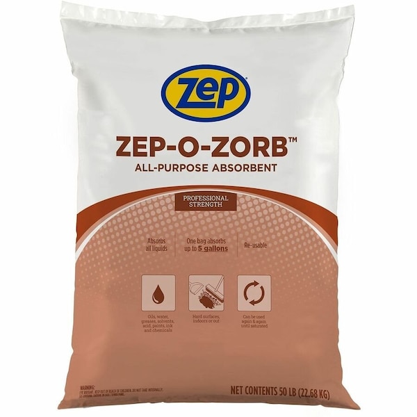 Zep Loose Sorbent, 5 1/2 gal Absorbed per Package, 50 lb Bag, Not Scented, Gray/Brown 230035 - main