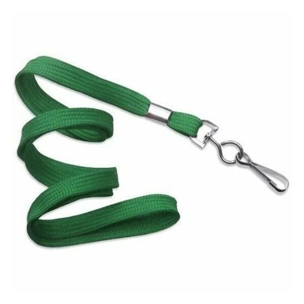 Brady LANYARD STANDARD, GREEN, 3/8in, FLAT WOVEN LANYARD W/NICKEL PLATED STEEL SWIVEL HOOK 2135-3504 - main
