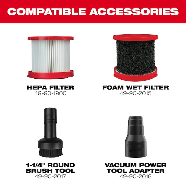 MILWAUKEE M18 Wet/Dry Vacuum (0880-20) | Zoro