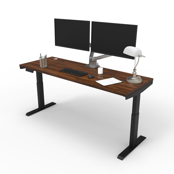 We'Re It Electric Sit Stand Desk, 46.25 H, 24 W X Laminate wood, metal, Black, Walnut Block VL22BLK7224-WNB - main
