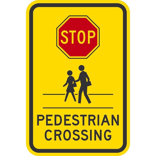 Lyle Stop Pedestrian Crossing (With Graphic), 24x30, Diamond Grade, Yellow G-13956-DG_24x30 - main
