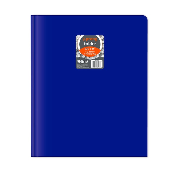 C-Line Products 8-1/2" x 11" Blue Two-Pocket Heavyweight Poly Portfolio Folder with Prongs, 25EA/BX, 6BX/CT 33965-BX - main