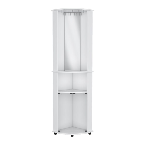 Homeroots 75" White Wood Corner Bar Cabinet With Three Shelves 568268 - main