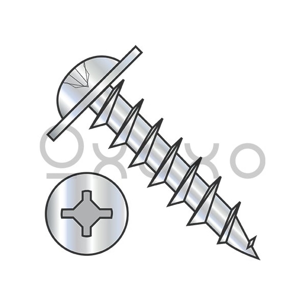 Oxoxo 8-11X1 Square Phillips Drive Round Washer Deep Thread Wood Screw Full Thread Zinc Bake, 4000PK 568960 - main
