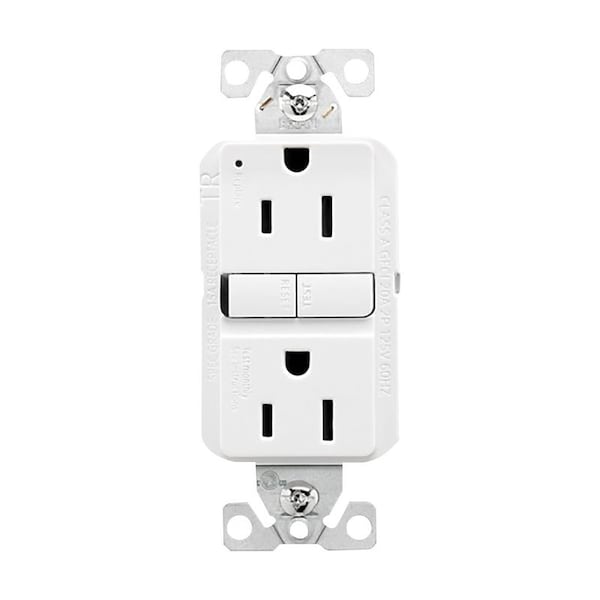 Eaton Wiring Devices Eaton-WP Tamper-Resistant GFCI Receptacle, 125 V, 15 A, NEMA: NEMA 5-15R, Back, Side Wiring, White TRGF15W - main