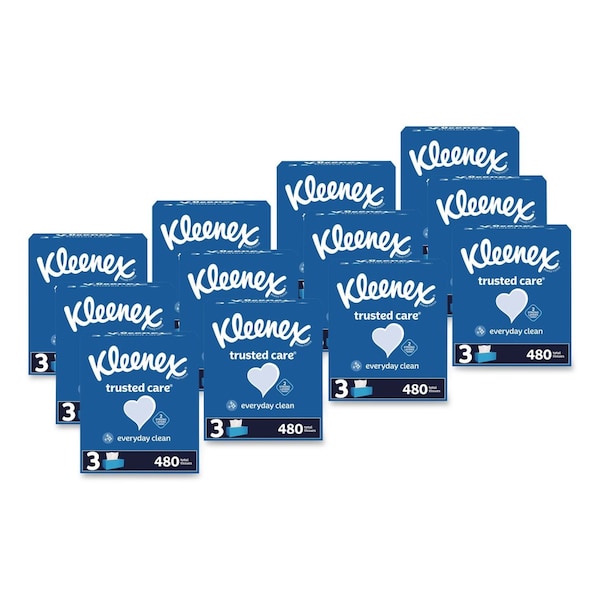 Kleenex Trusted Care 2 Ply Facial Tissues, 160 Sheets, 12 PK 54303 - main