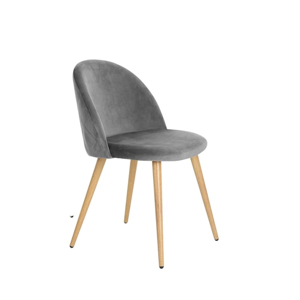 Homeroots Set of Two Gray and Oak Velvet and Metal Dining Side Chairs, 2PK 568023 - main