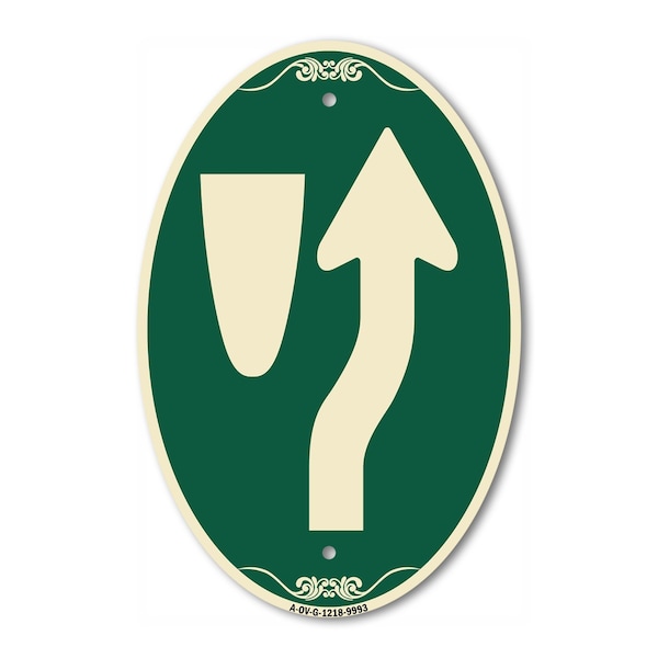 Signmission Beware Of Curb Graphic Green & Tan, 12 Inch X 18 Inch Architectural Oval, Heavy Gauge Aluminum A-OV-G-1218-9993 - main