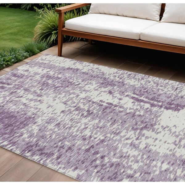 Homeroots 8' X 10' Lavender And Ivory Abstract Washable Indoor Outdoor Area Rug 612956 - main