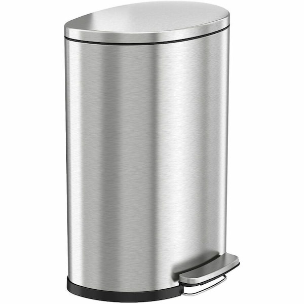 Hls Commercial 13 gal Half-Round Indoor Metal Can, Silver, Step Pedal, Stainless Steel, 19 in HLSS13DFR - main