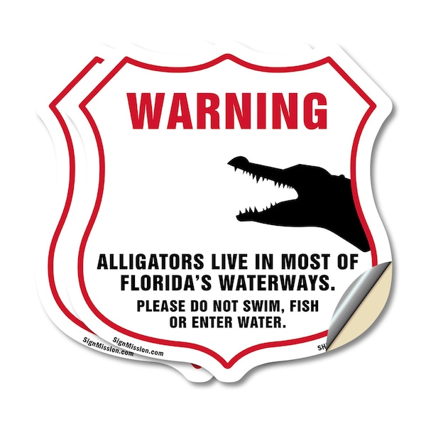 Signmission Alligator Warning Shield Sign Warning Al, 18 inch X 18 inch, Vinyl Decal, 2PK SHI-D-2PACK-18-359 - main