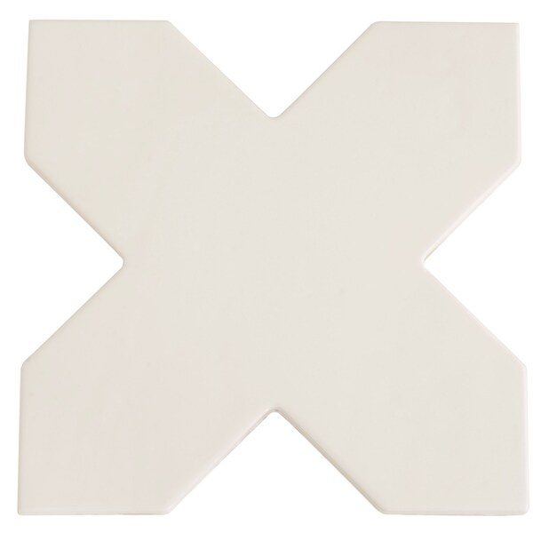 Apollo Tile Terralis 7 x 7 in. Glossy Pearl White Porcelain Cross Wall and Floor Tile 5.6 sq ft/case, 16PK UMB88BIACRSA - main