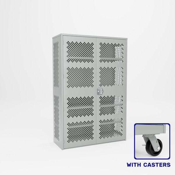 Pucel Heavy Duty Storage Cabinet with Casters, 48 in W x 78 in H x 19 in D, Perforated, Gray HDSC-4872-19-4C-PERF - main