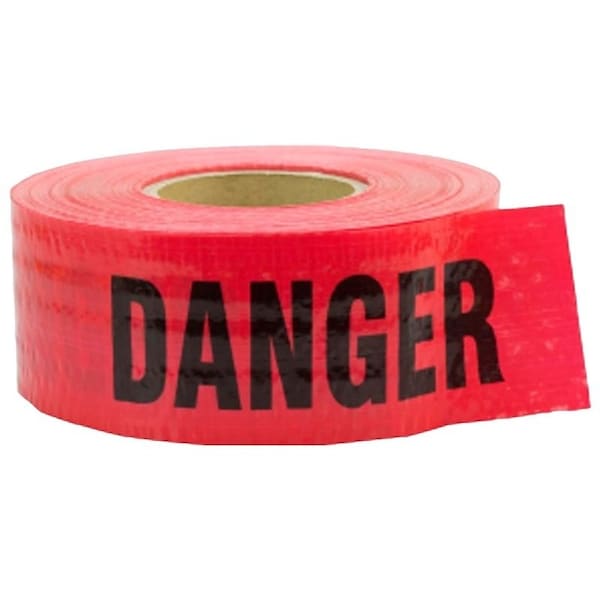 C.H. Hanson Reinforced Barricade Tape, 500 ft L, 3 in W, Red, Polyethylene 16031 - main