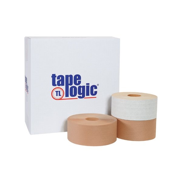 Tape Logic 3'' x 375' Kraft Tape Logic No 7700 Reinforced Water Activated Tape, 8PK T9067700 - main