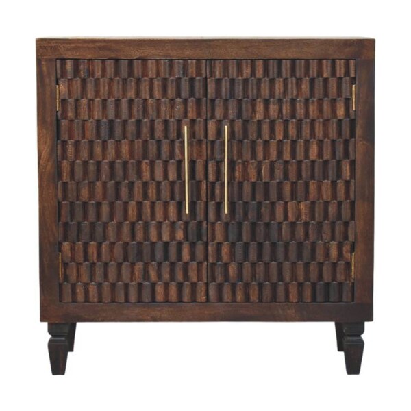 Homeroots 33in Brown Solid Wood Accent Cabinet With Two Doors And Two Drawers 720268 - main