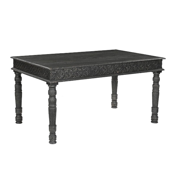 Homeroots 60" Black Solid Wood Dining Table 521836 - main