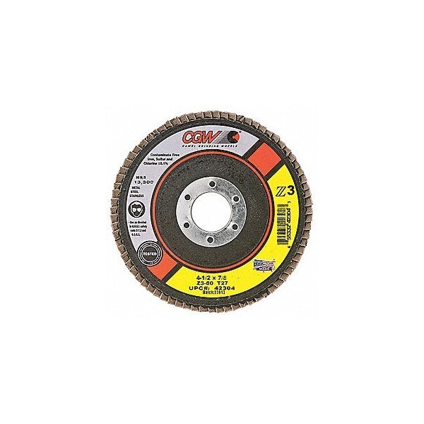 Cgw Abrasives Camel Grinding Wheels Z3 Premium Zirconia Flap Discs, 4-1/2in x 7/8in T27 Z3 Reg 60 Grit 42304 - main