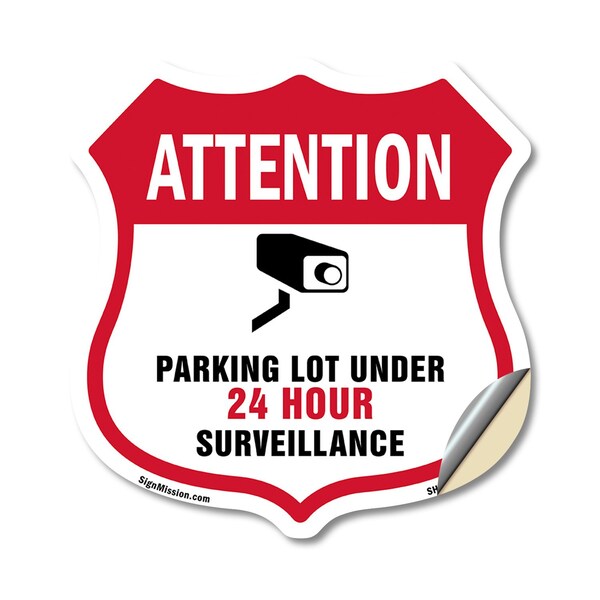 Signmission Video Surveillance Shield Sign Attention, 12 Inch X 12 Inch, Vinyl Decal SHI-D-12-469 - main