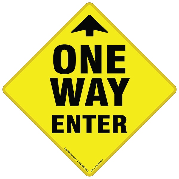 Signmission One Way Enter Arrow Non-Slip Floor Graphic, 16in Vinyl Decal, 16" x 16", FD-2-X-16-99977 FD-2-X-16-99977 - main