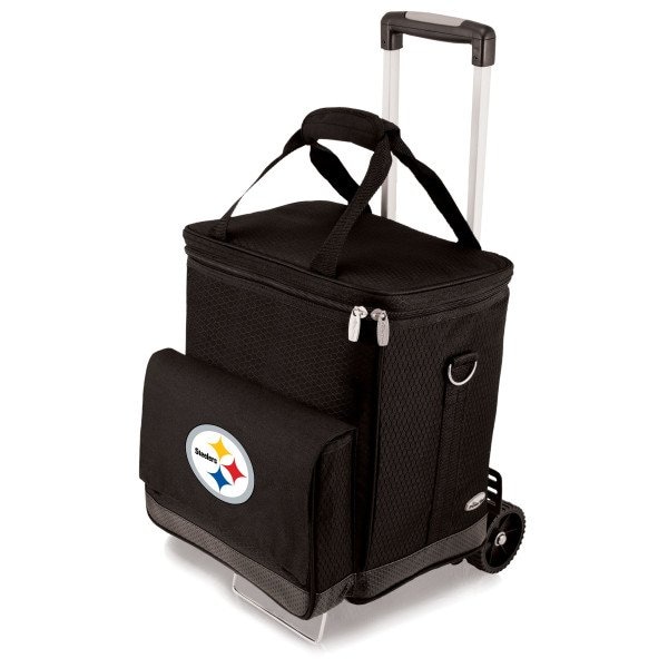 Picnic Time Family Of Brands NFL Pittsburgh Steelers - Cellar 6-Bottle Wine Carrier & Cooler Tote with Trolley 660-85-179-254-2 - main