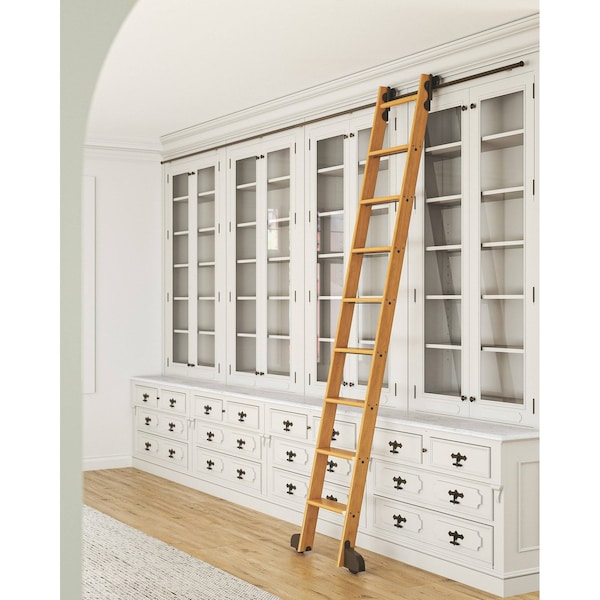Quiet Glide 8.92 ft. Cherry Contemporary Wheel Bronze Rolling Hook Removable Ladder, 12 ft. Rail QG.540-9CH-12-H.07 - main