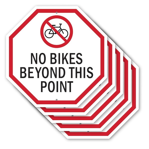 Signmission No Bikes Beyond This Point, 10 inch X 10 inch, Aluminum Metal Signs, 5PK OC-A-5Pack-10-75 - main
