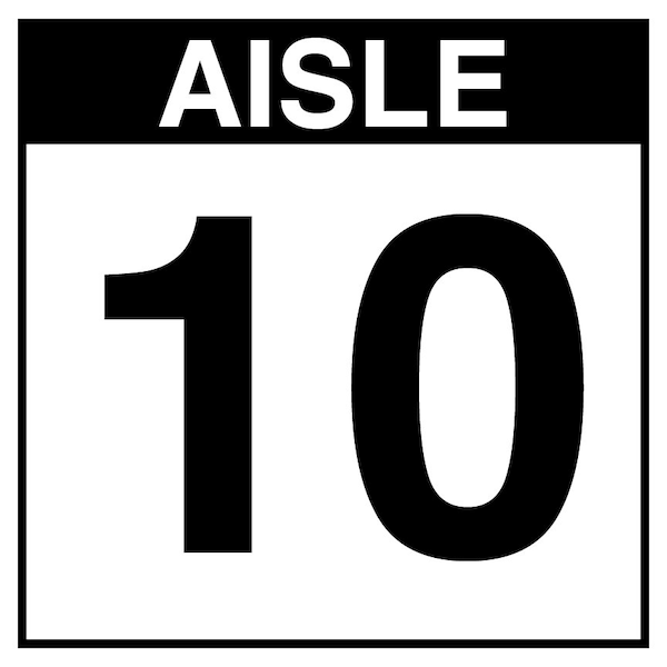 5S Supplies Warehouse Aisle 10 Sign - 12in x 12in - SINGLE - NONE - PVC AISLE10-12X12-SINGLE-NONE - main