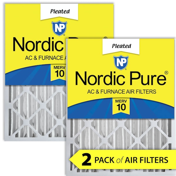 Nordic Pure 16x25x4 Pleated Air Filter, High Capacity, Electrostatically Charged Synthetic Media, MERV 10, 2 PK 16x25x4M10-2 - main