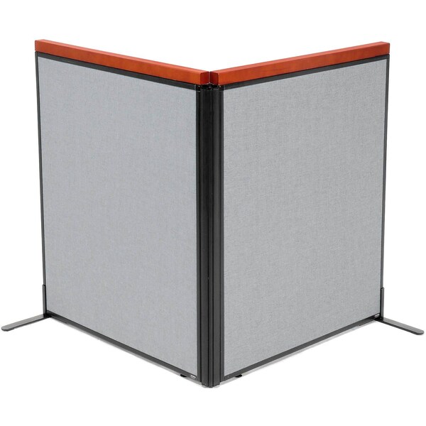 Global Industrial Interion Deluxe Freestanding 2-Panel Corner Room Divider, 36-1/4"W x 43-1/2"H Panels, Gray 695072GY - main