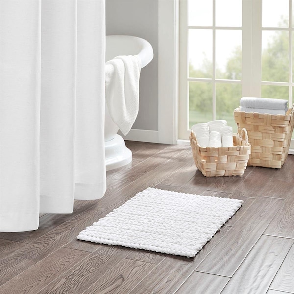 Madison Park Yarn Dyed Cotton Chenille Chain Stitch Rug, White - 20 x 30 in., 6PK MP72-5827 - main