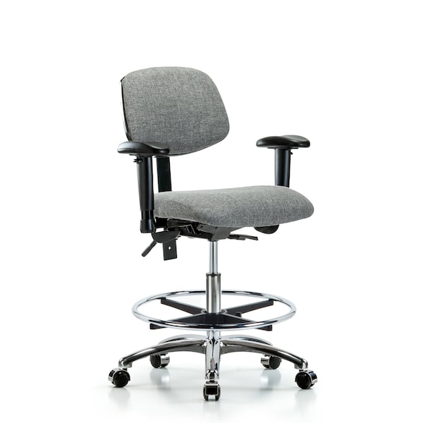 Blue Ridge Ergonomics Medium Bench Chair Chair, Fab, Med Ben, CF Cast, Gry, Adjustable Arms, 22" to 29" Height, Fabric, Gray BR-FMBCH-CR-T1-A1-CF-CC-F44 - main
