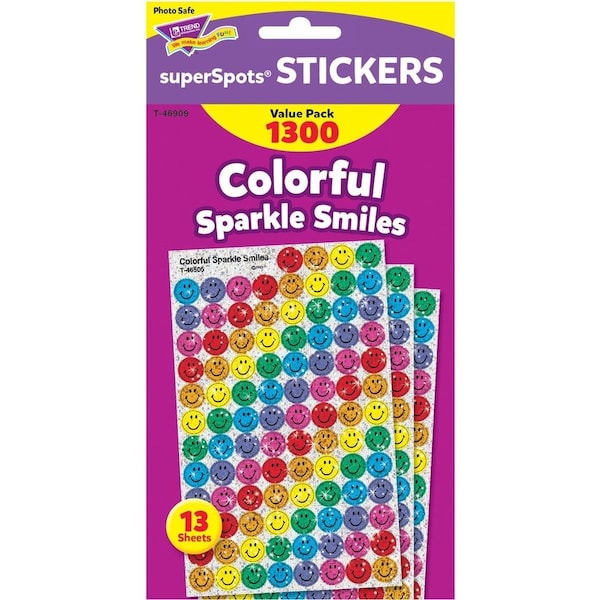 Trend Enterprises Colorful Sparkle Smiles superSpots® Value Pack, 1300 Per Pack, PK3 T46909 - main