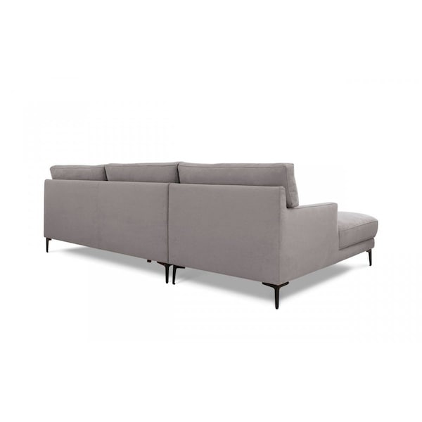 Homeroots Gray 100% Polyester Stationary L Shaped Two Piece Sofa And Chaise 473586 - main